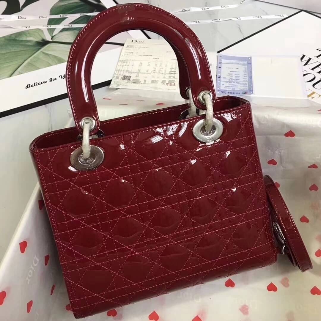 Christian Dior Patent Calfskin Lady Dior Bag M0565