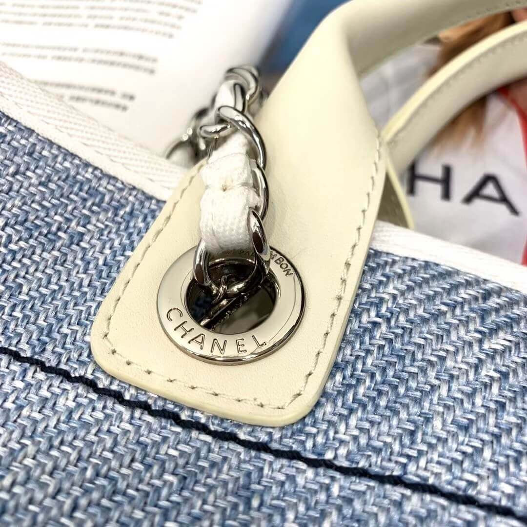 Chanel Deauville Tote 38cm Canvas Bag A66941 Light Blue