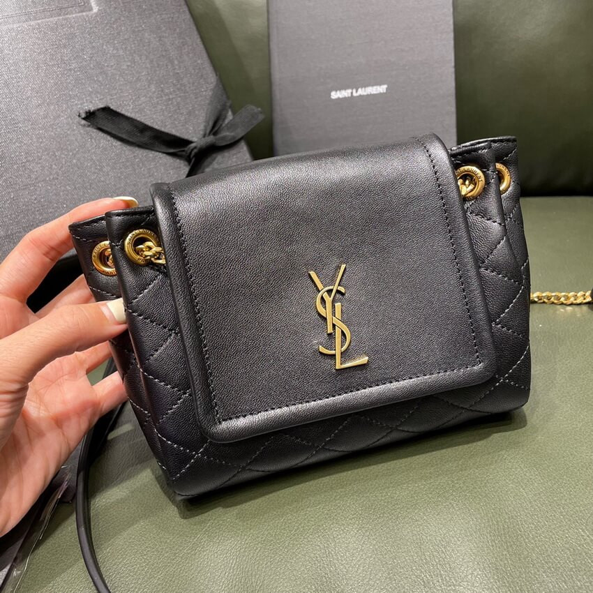 Saint Laurent Nolita Mini Leather Shoulder Bag 672738 Black