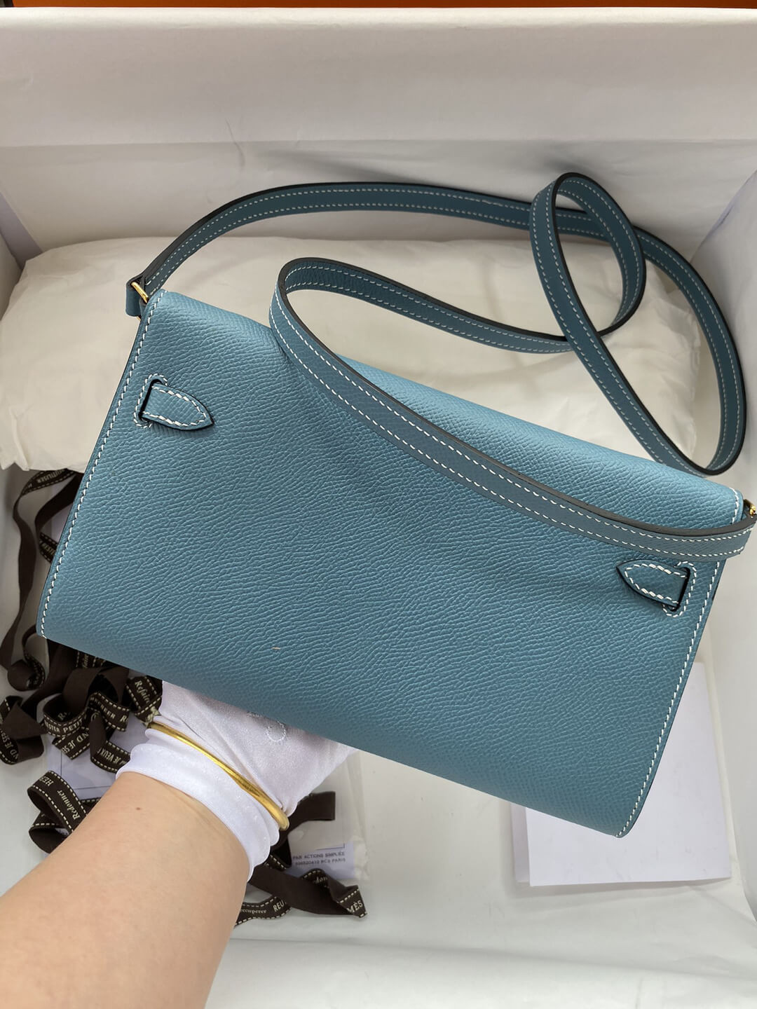 Hermes Kelly Wallet to Go Woc 499041 Blue