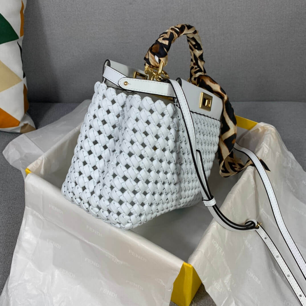 Fendi Peekaboo Iconic Mini Leather Interlace Bag 8BN244