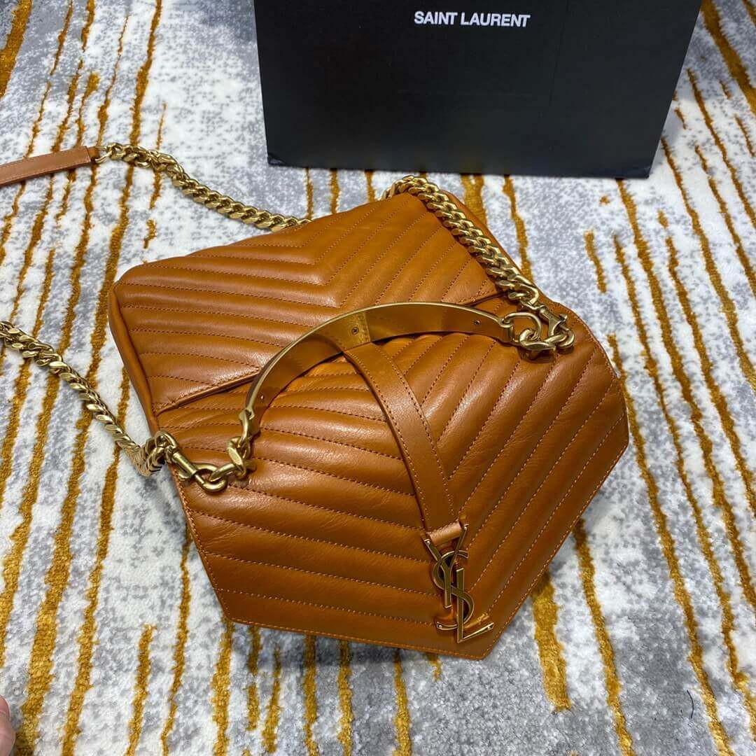 YSL Saint Laurent Medium Monogramme College Bag With Wooden Handle 500839