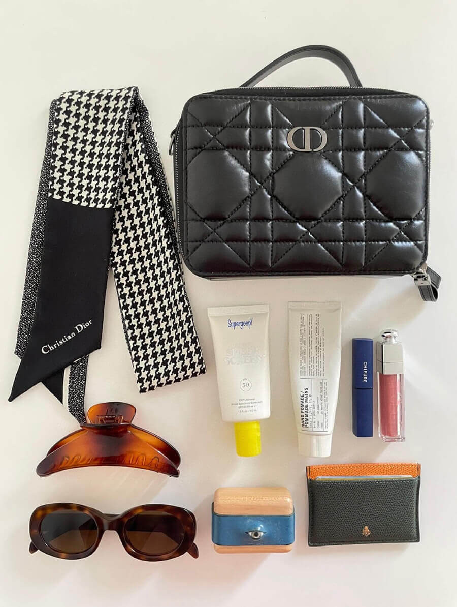 Christian Dior Caro Box Bag With Chain Black Quilted Macrocannage Calfskin S5140