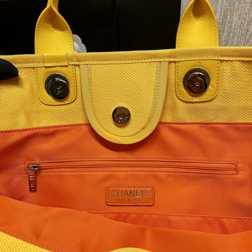 Chanel 21S Deauville Orange Yellow Large Shopping Bag A66941