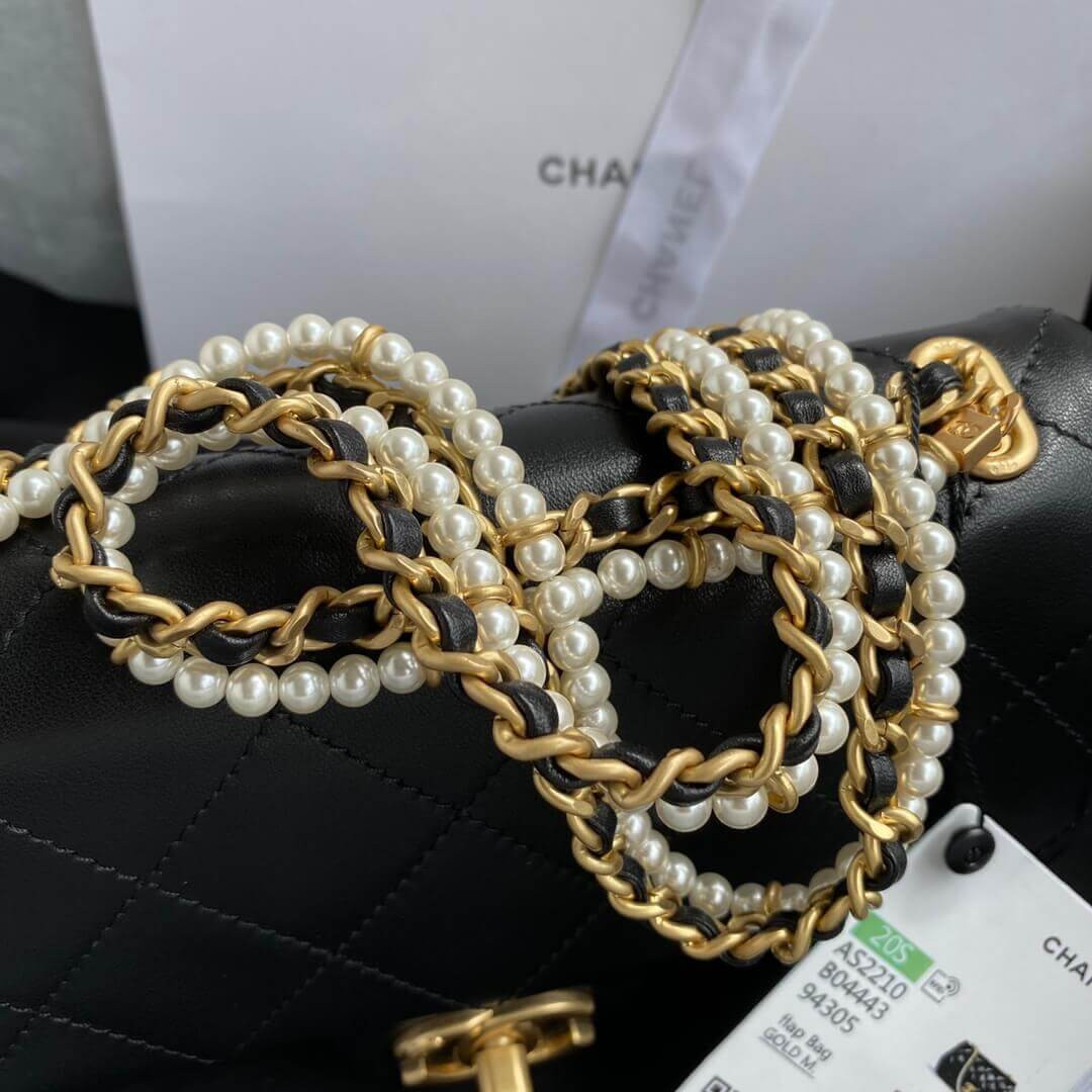 Chanel Crystal Pearls Chain Flap Bag AS2210