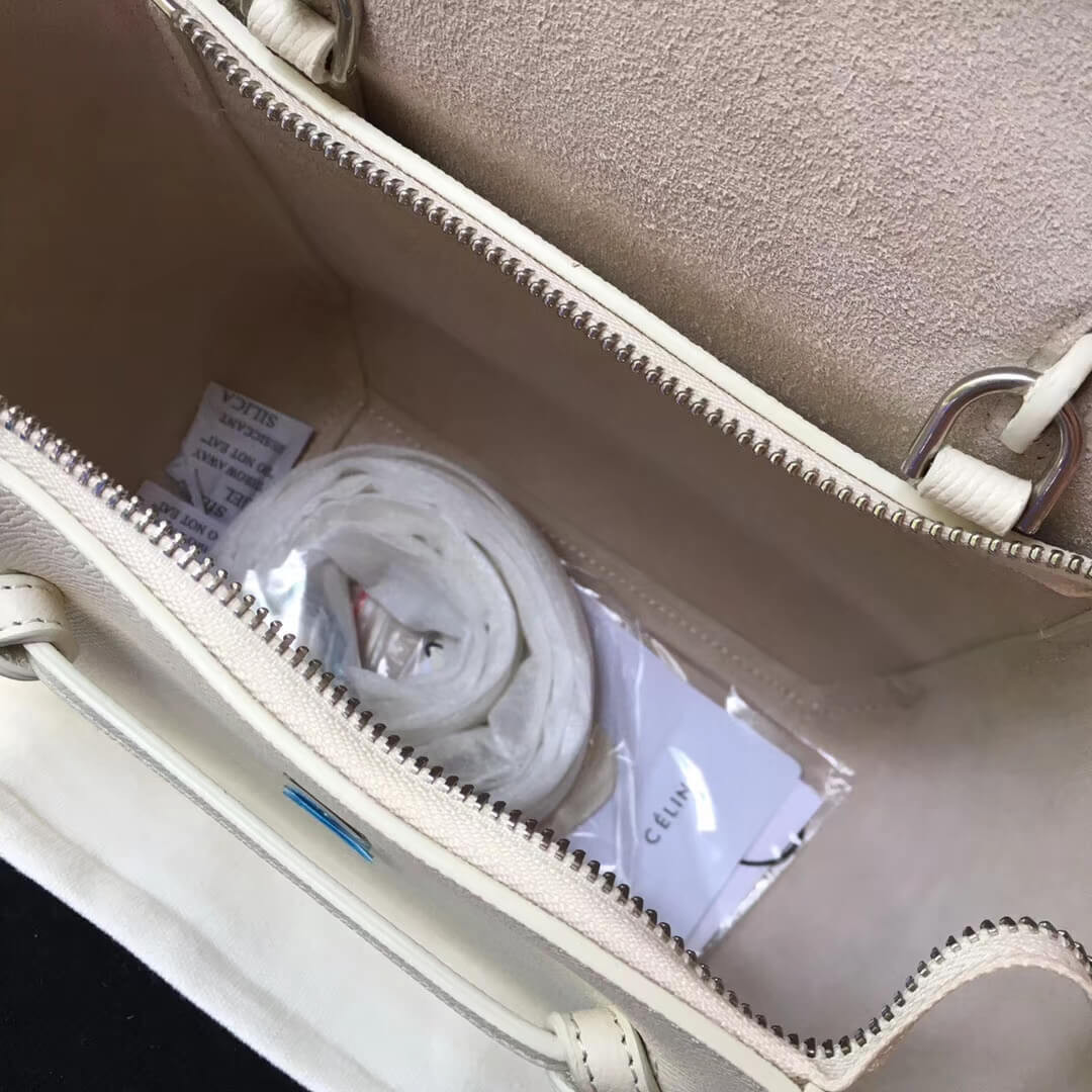 Celine Micro Belt Bag In Grained Calfskin 189153 White