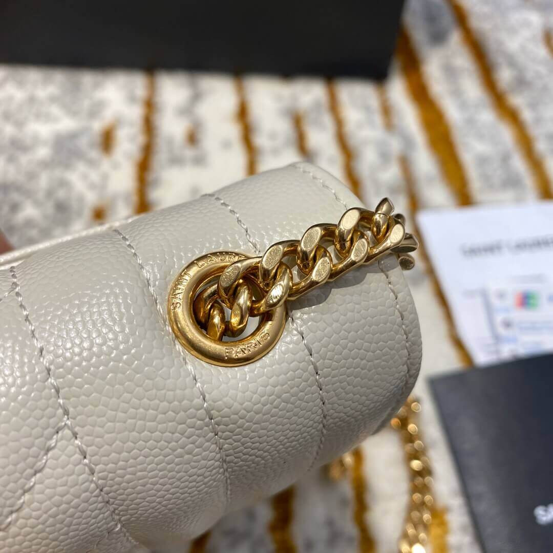 Saint Laurent Grain Leather Envelope Small Bag 526286 White