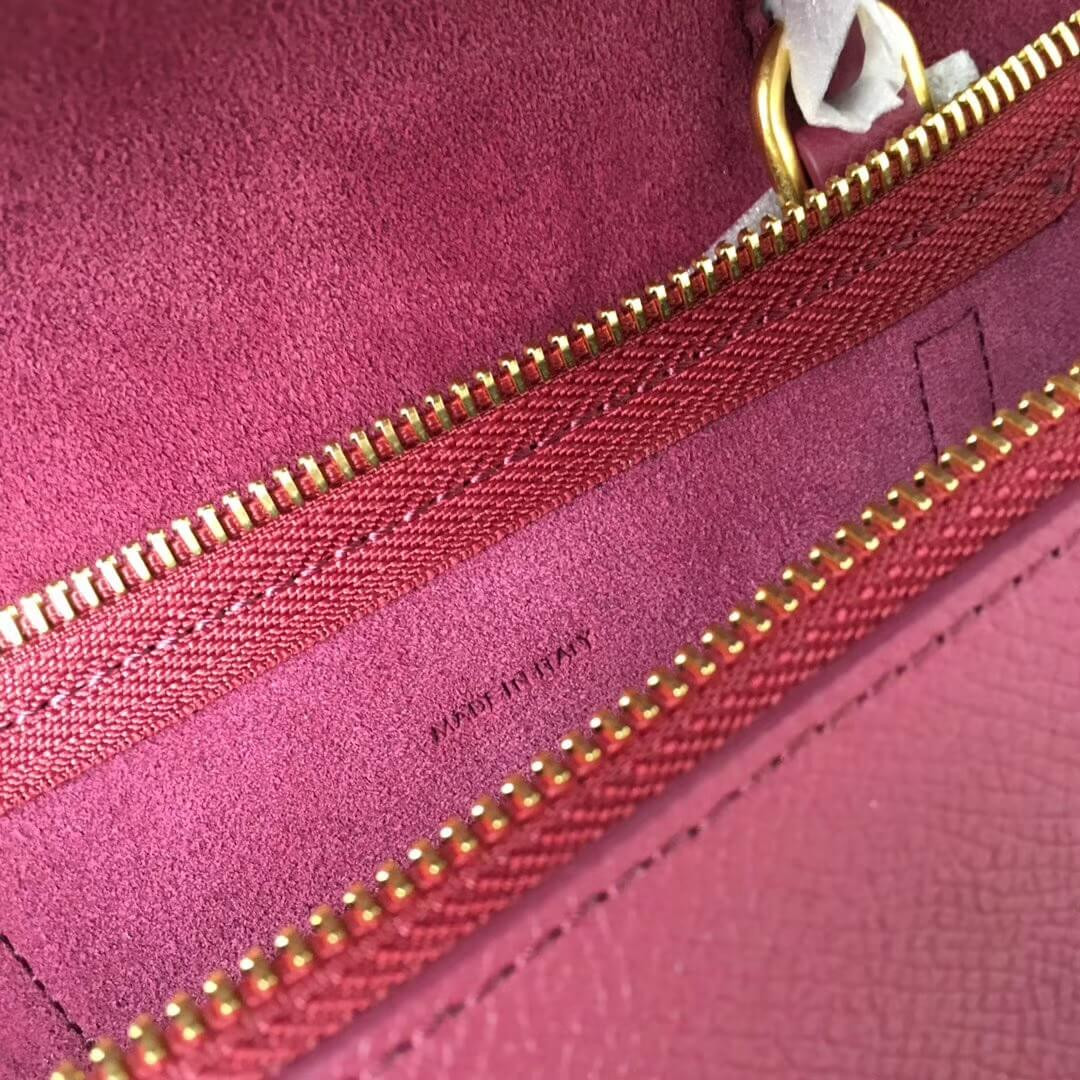 Celine Micro Belt Bag In Grained Calfskin 189153 Burgundy