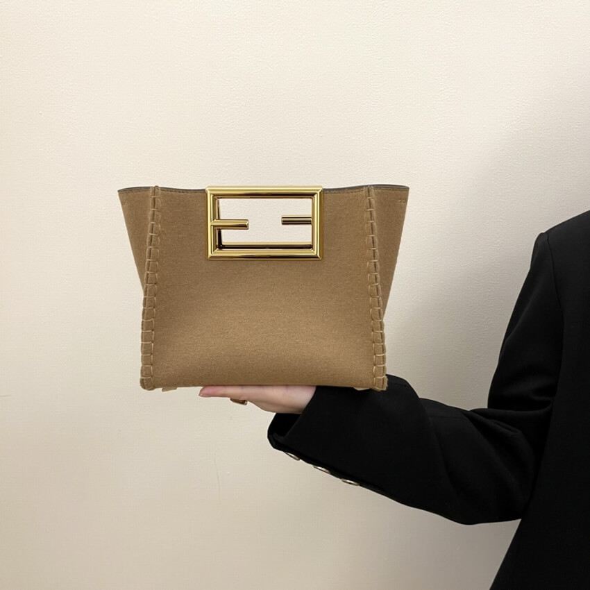 Fendi Beige Flannel Small Way Bag 8BS054