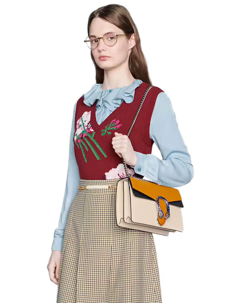 Gucci Dionysus Small Shoulder Bag 400249 Orange White Leather