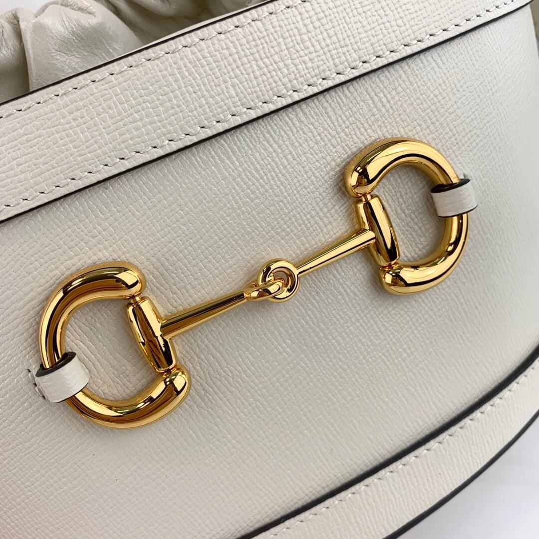 Gucci 1955 Horsebit Bucket Bag 602118 White
