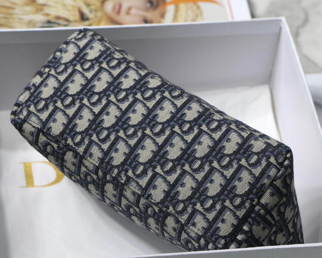 Christian Dior Medium Diortravel Nomad Pouch in Blue Oblique Embroidery S5554