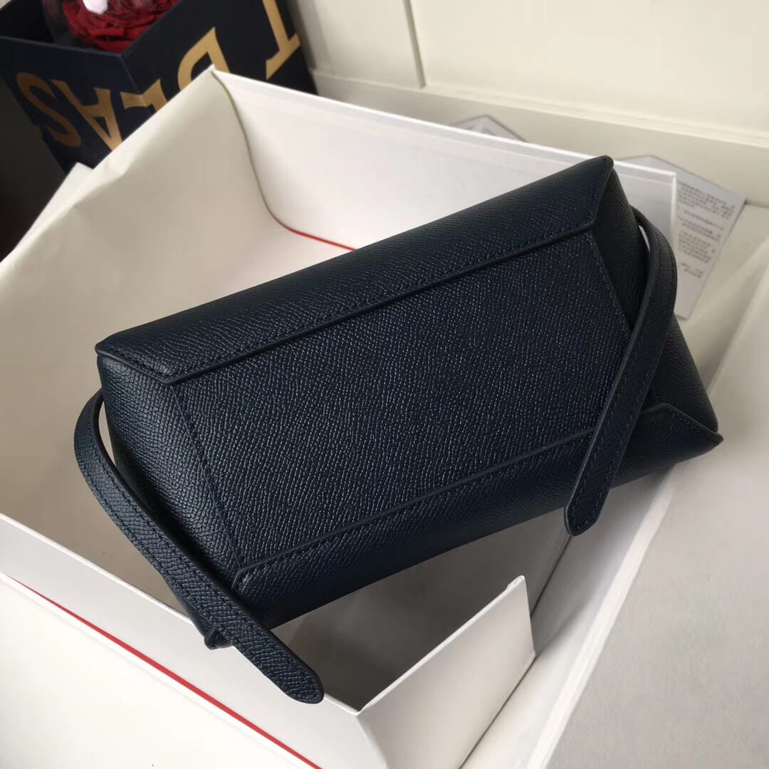 Celine Micro Belt Bag In Grained Calfskin 189153 Navy Blue