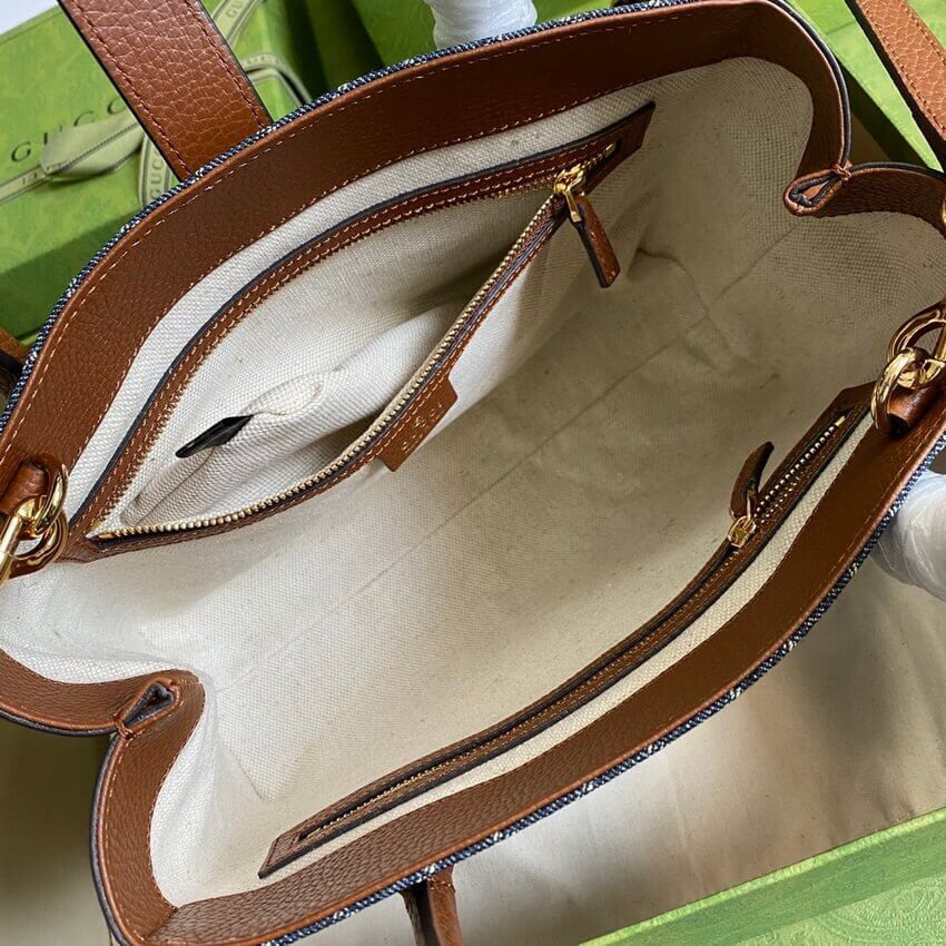 Gucci Jackie 1961 Medium Tote Bag in Blue Denim 649016