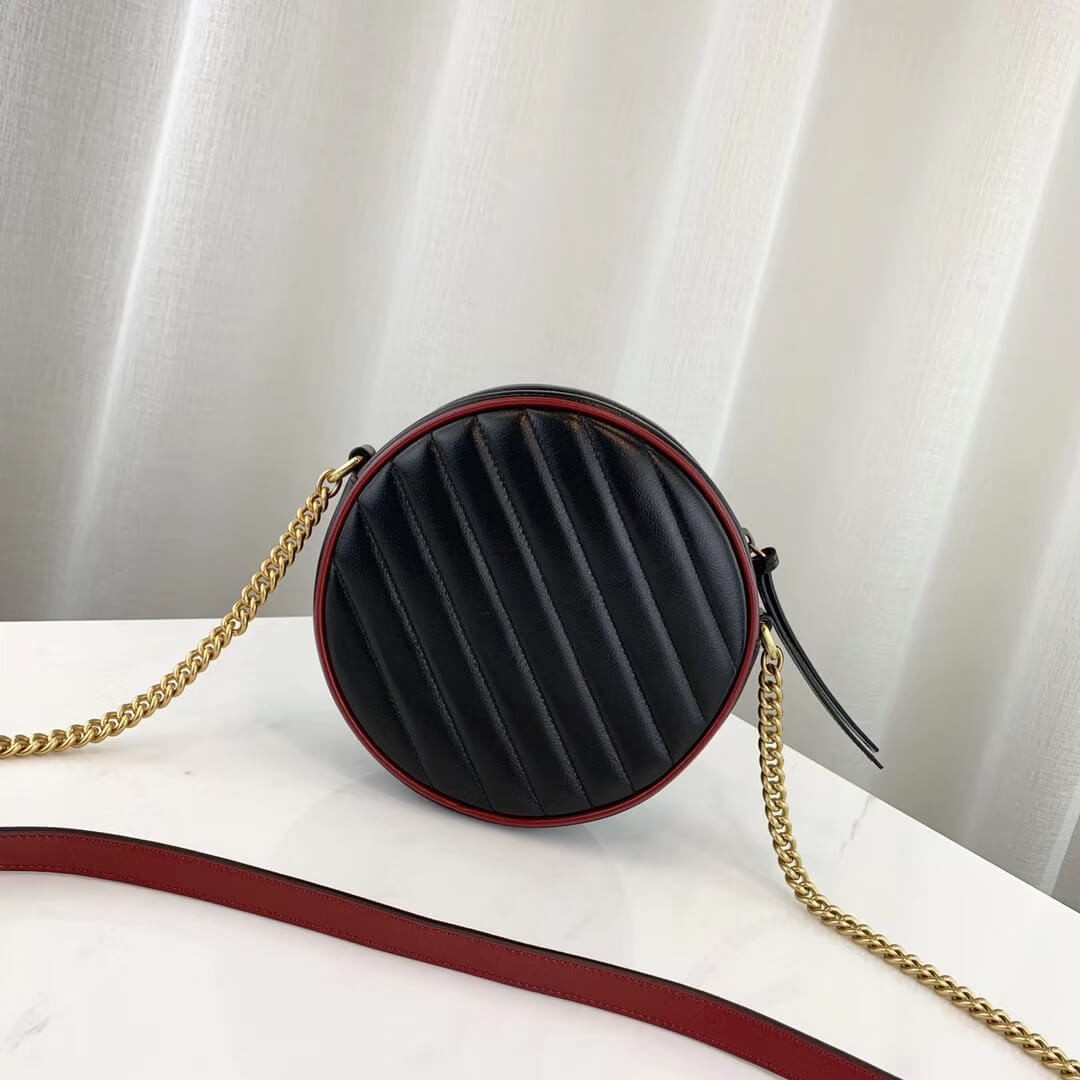 Gucci GG Marmont Mini Round Shoulder Bag 550154 Black