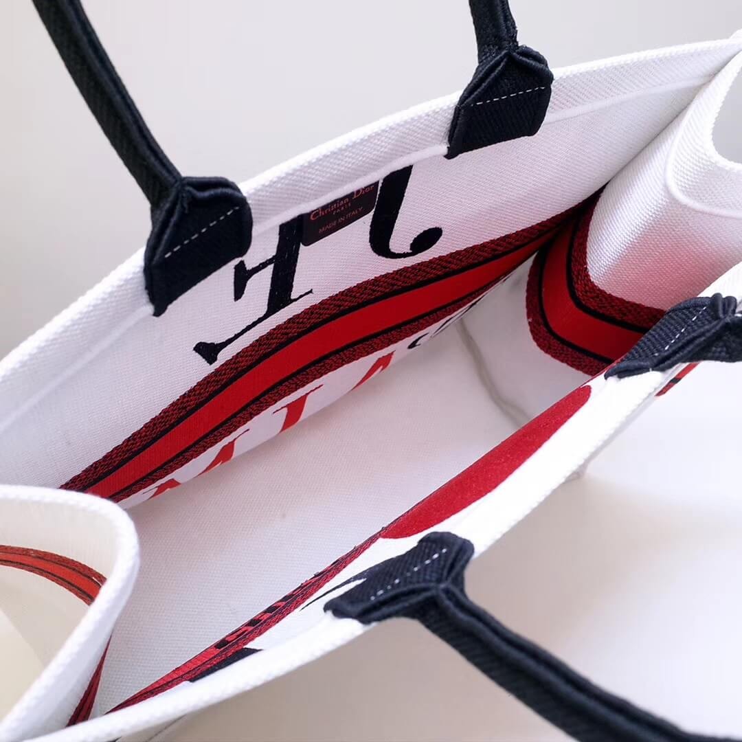 Dior Book Tote Bag With Red Heart M1286