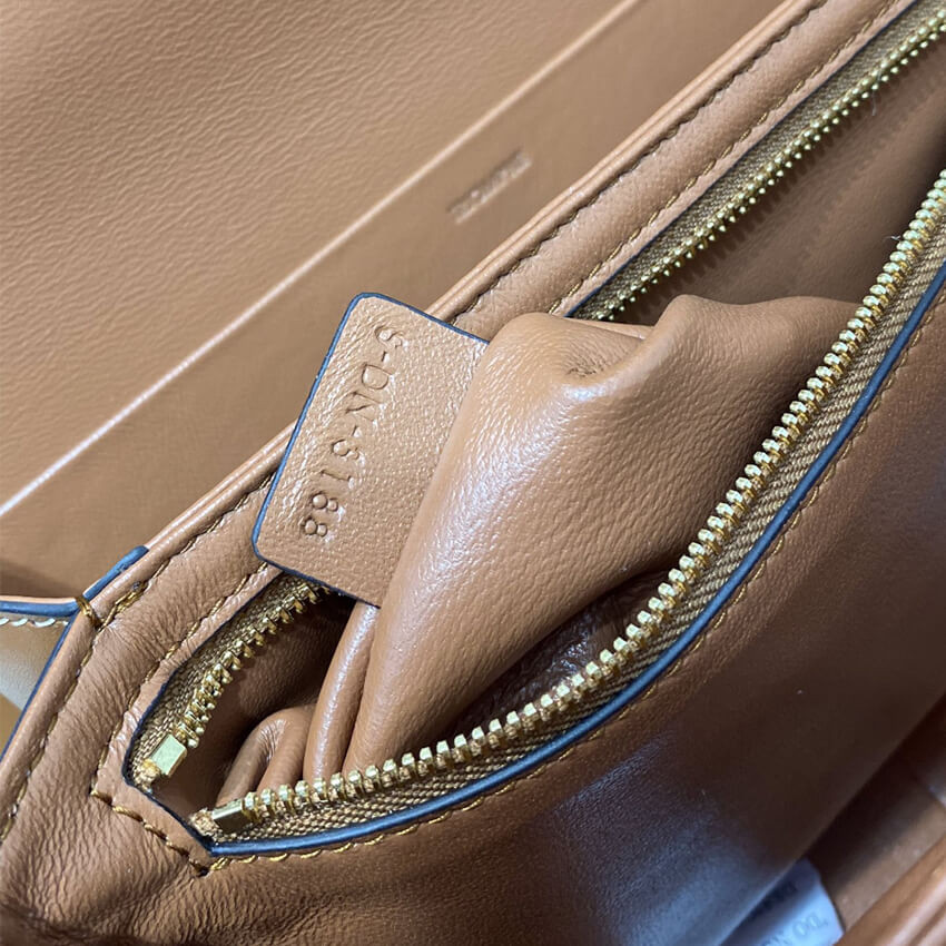 Celie Medium Triomphe Bag in Triomphe Textile and Calfskin 191242 Brown/Tan