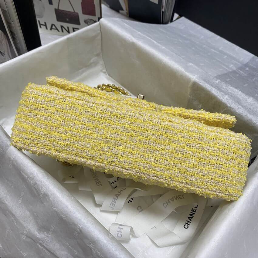 Chanel  Classic Flap Bag in Yellow Tweed 1112