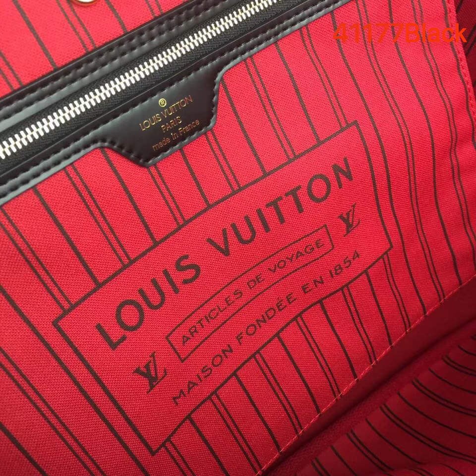 Louis Vuitton Monogram Canvas Neverfull MM M41177 Black/Red