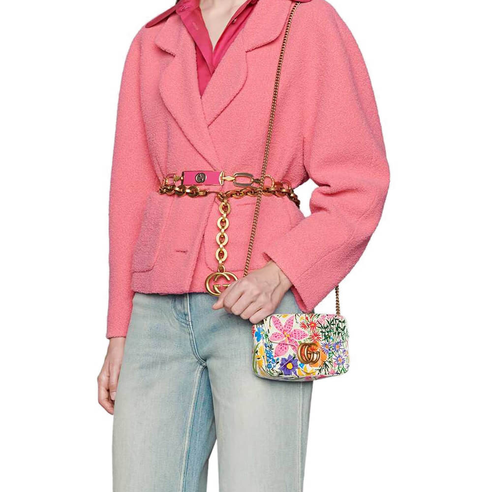 Gucci Ken Scott Print GG Marmont Super Mini Bag 476433