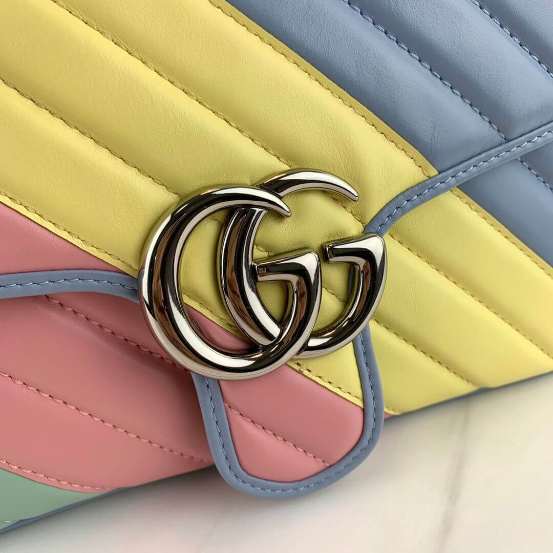 Gucci GG Marmont Small Shoulder Bag In Pastel And Rainbow 443497