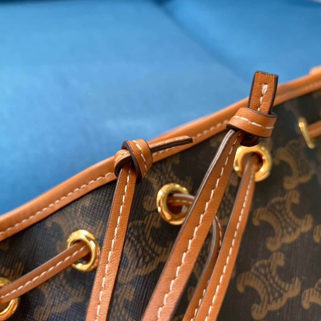 Celine Medium Drawstring Bag In Triomphe Canvas 191392