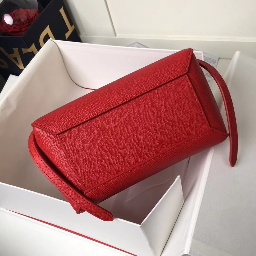 Celine Micro Belt Bag In Grained Calfskin 189153 Red