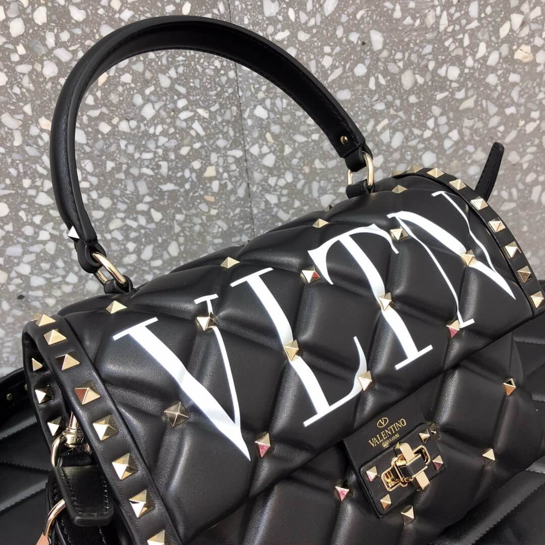 Valentino Garavani Candystud Printed Quilted Leather Shoulder Bag 0550V