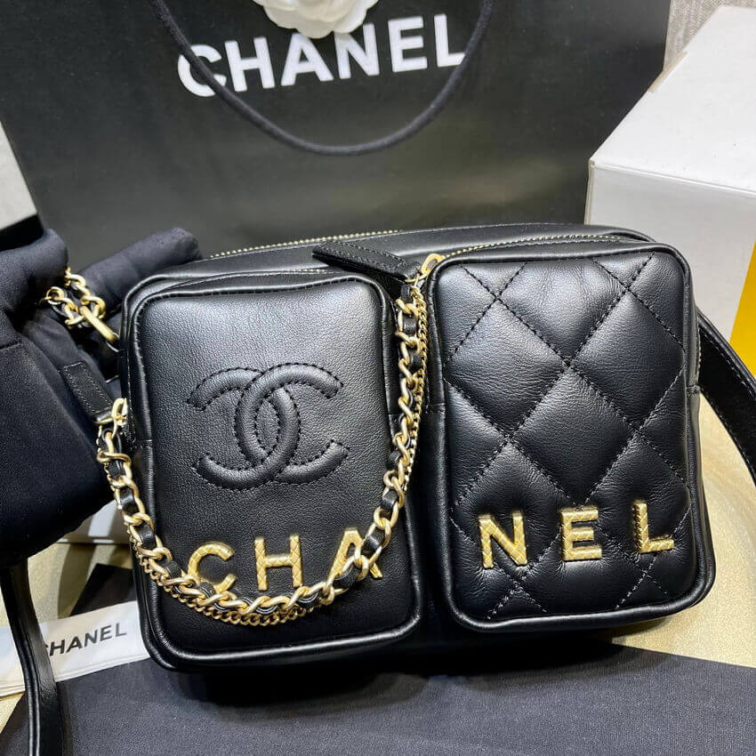 Chanel Calfskin Leather Camera Case AS2924 Black
