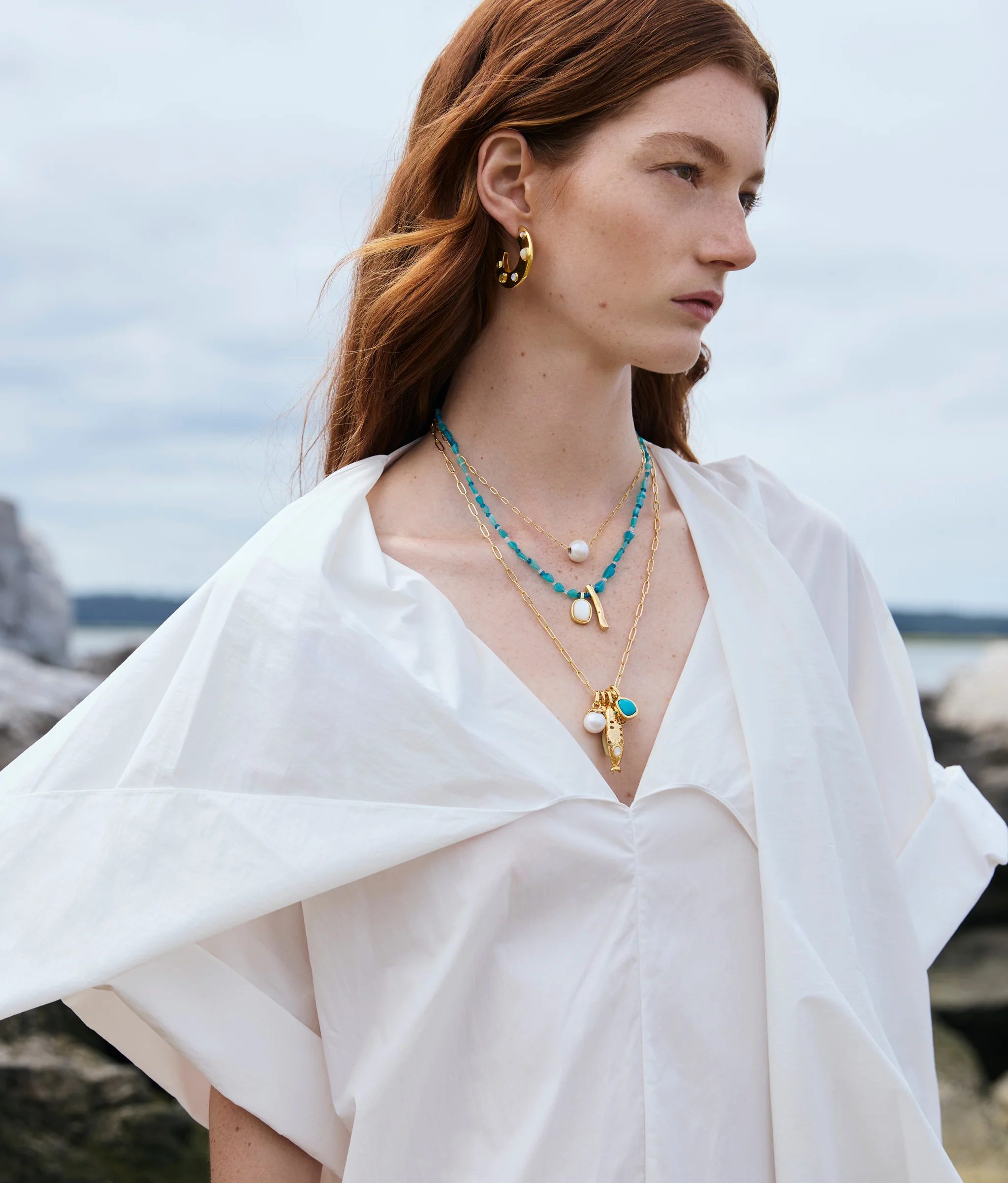 Saucer Hoops in Dotted Pearl