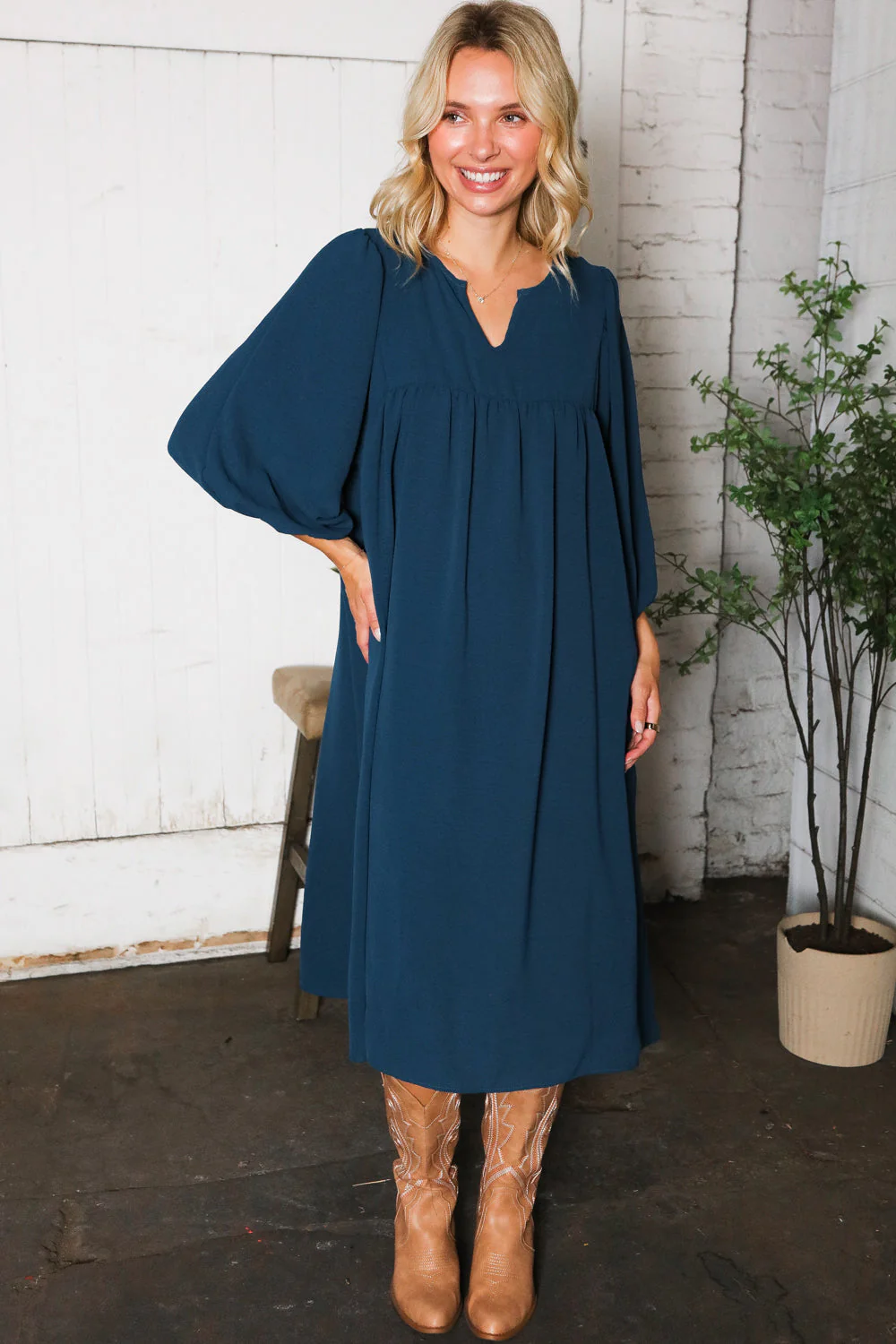 Saphire Skies Woven Crinkled Dress