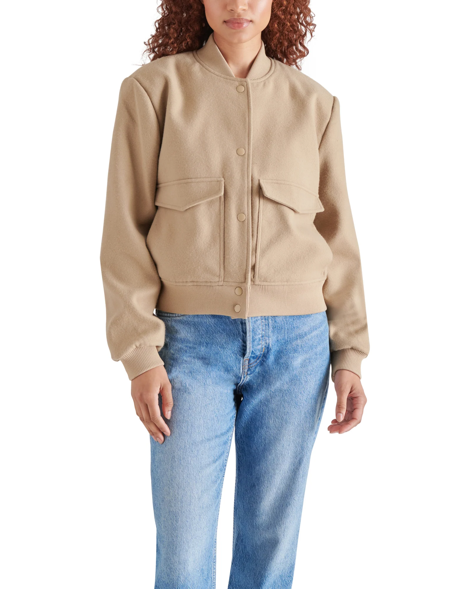 BOXY CUT BOMBER BEIGE