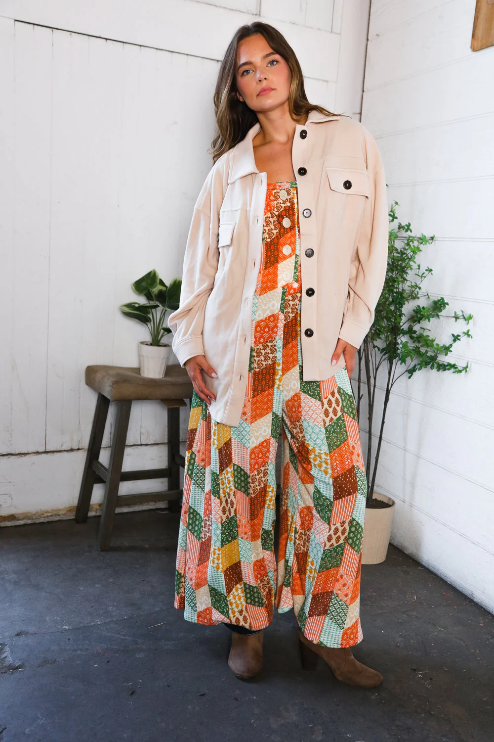 Easy Does It Patchwork Wide Leg Jumper