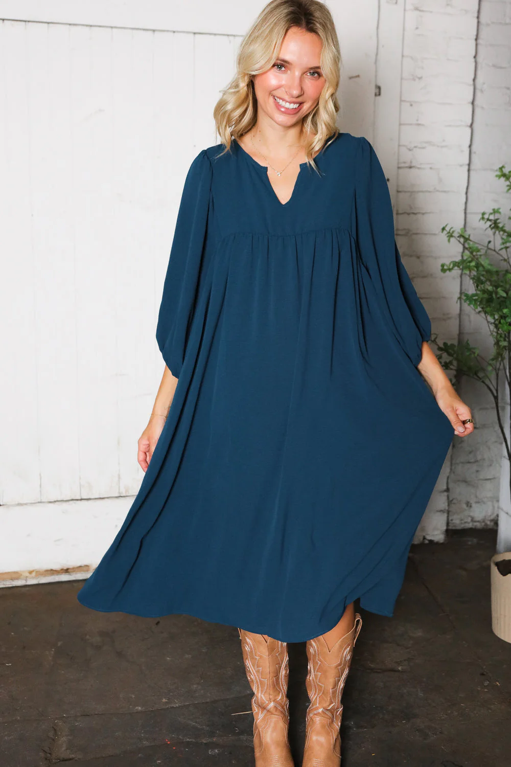 Saphire Skies Woven Crinkled Dress