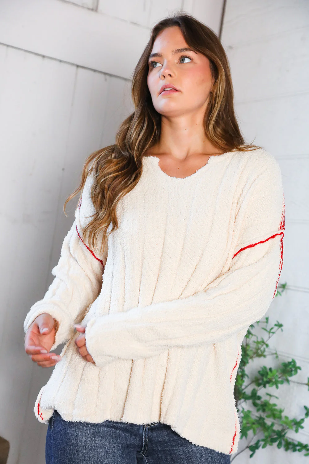 Snuggle Me Cream Thick Ribbed Sweater