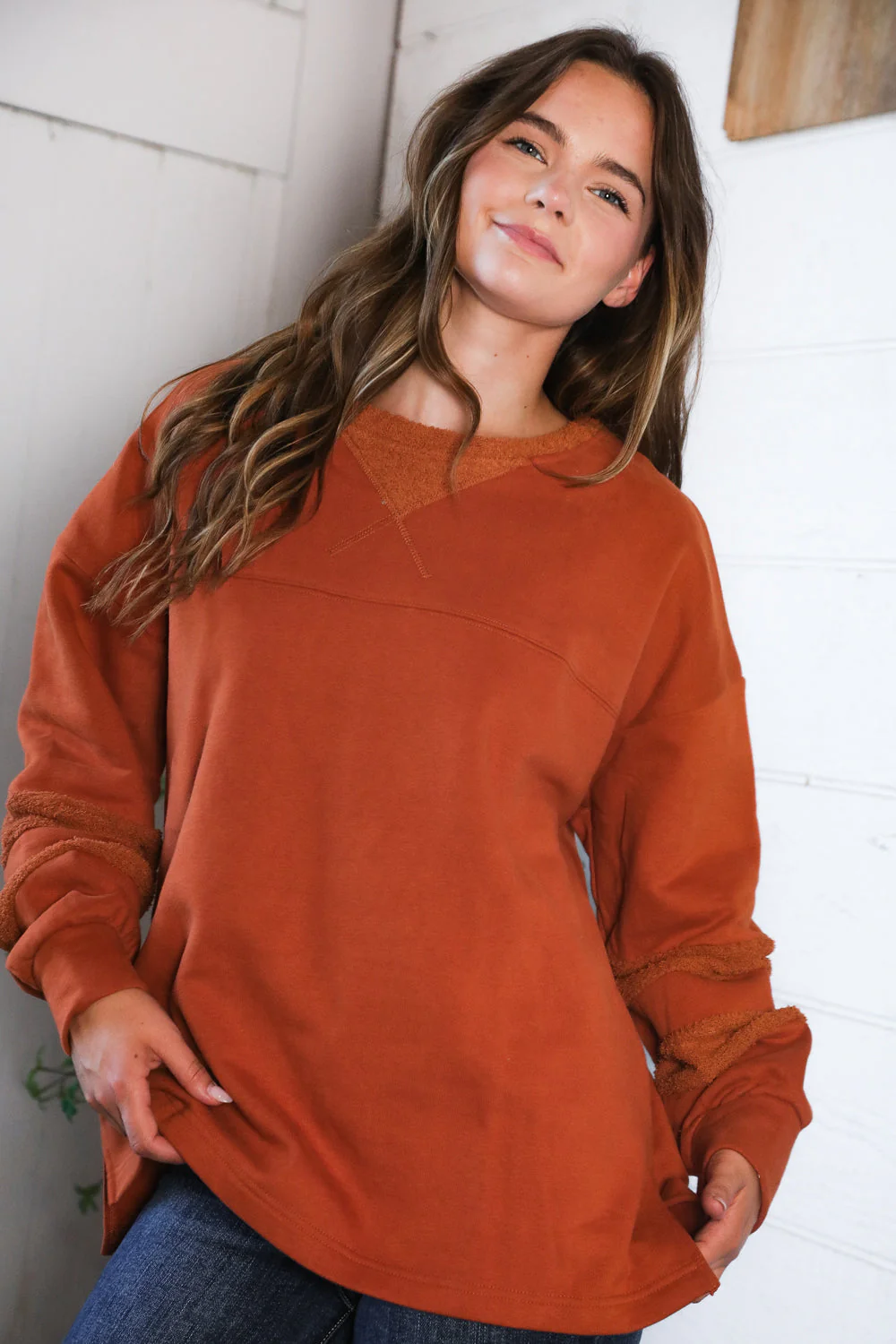 Falling Leaves Rust Pullover