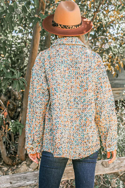 Yellow & Rust Multi Color Tweed Shirts Jacket (All SMALL)