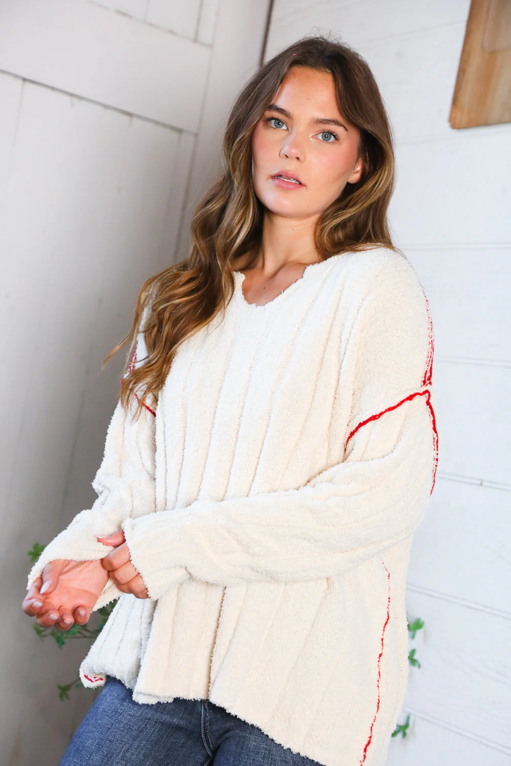 Snuggle Me Cream Thick Ribbed Sweater