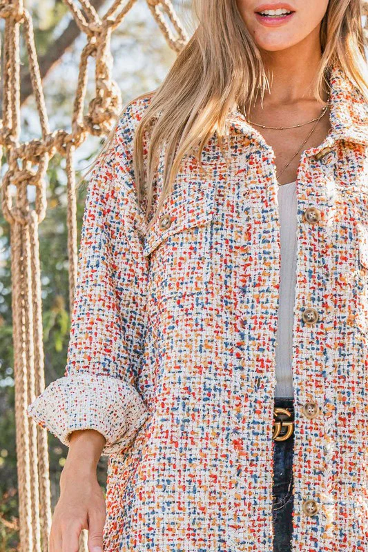 Red & Rust Multi Color Tweed Shirts Jacket (All SMALL)