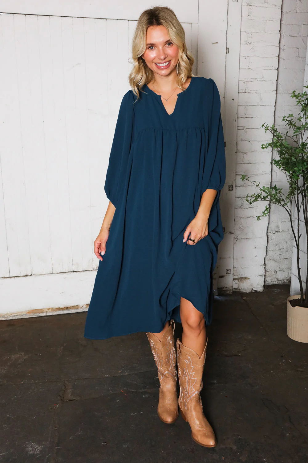 Saphire Skies Woven Crinkled Dress