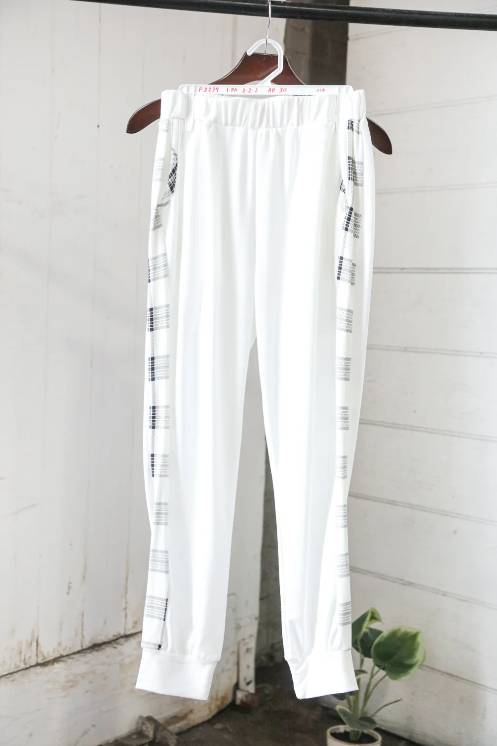 Ivory Plaid Joggers