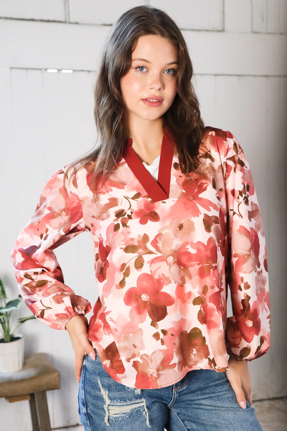 On Blossom Lane Floral Blouse
