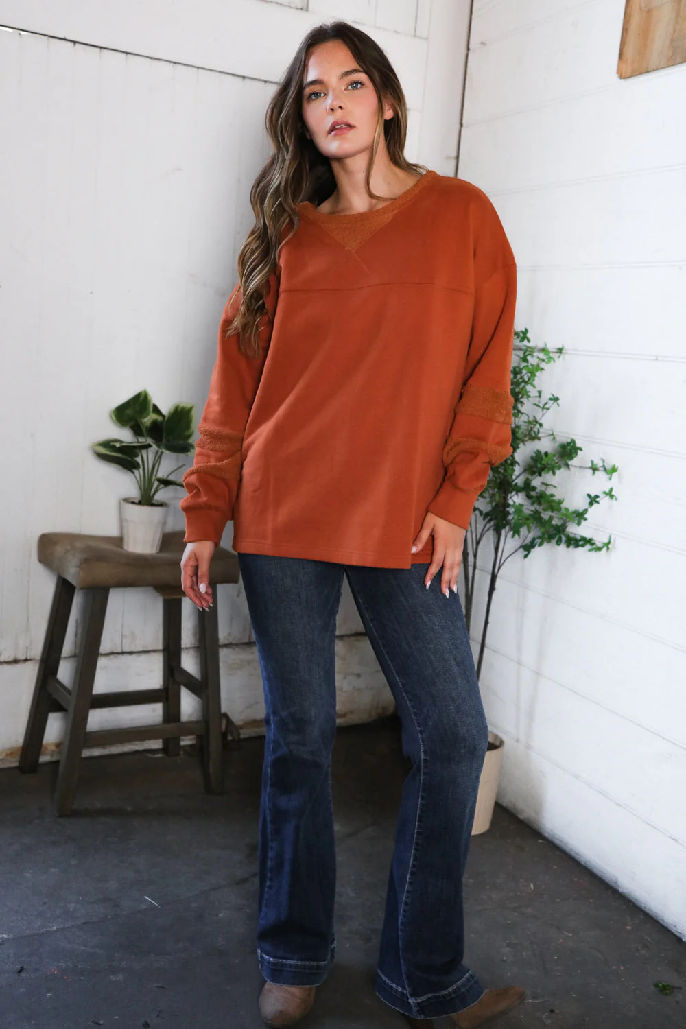 Falling Leaves Rust Pullover