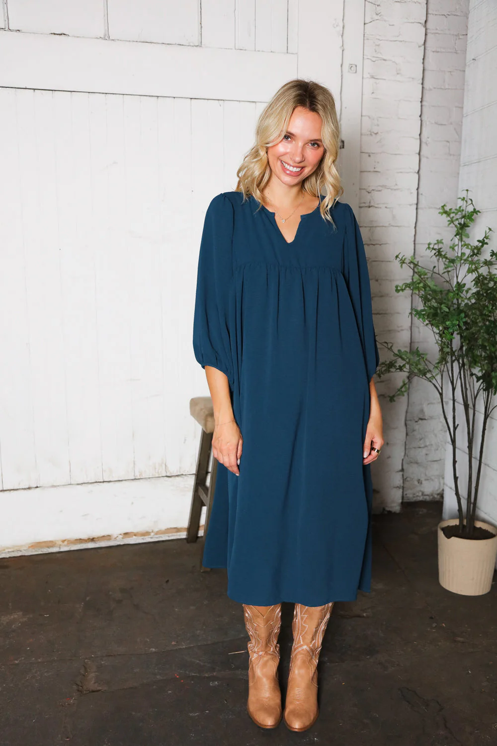 Saphire Skies Woven Crinkled Dress