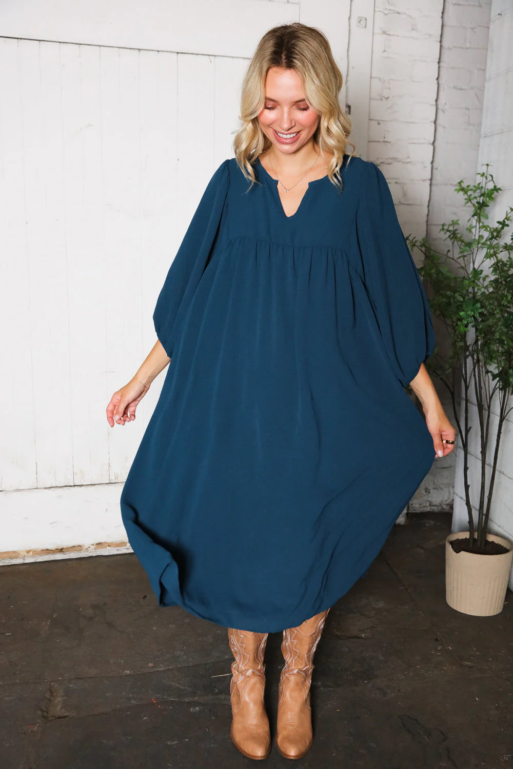 Saphire Skies Woven Crinkled Dress