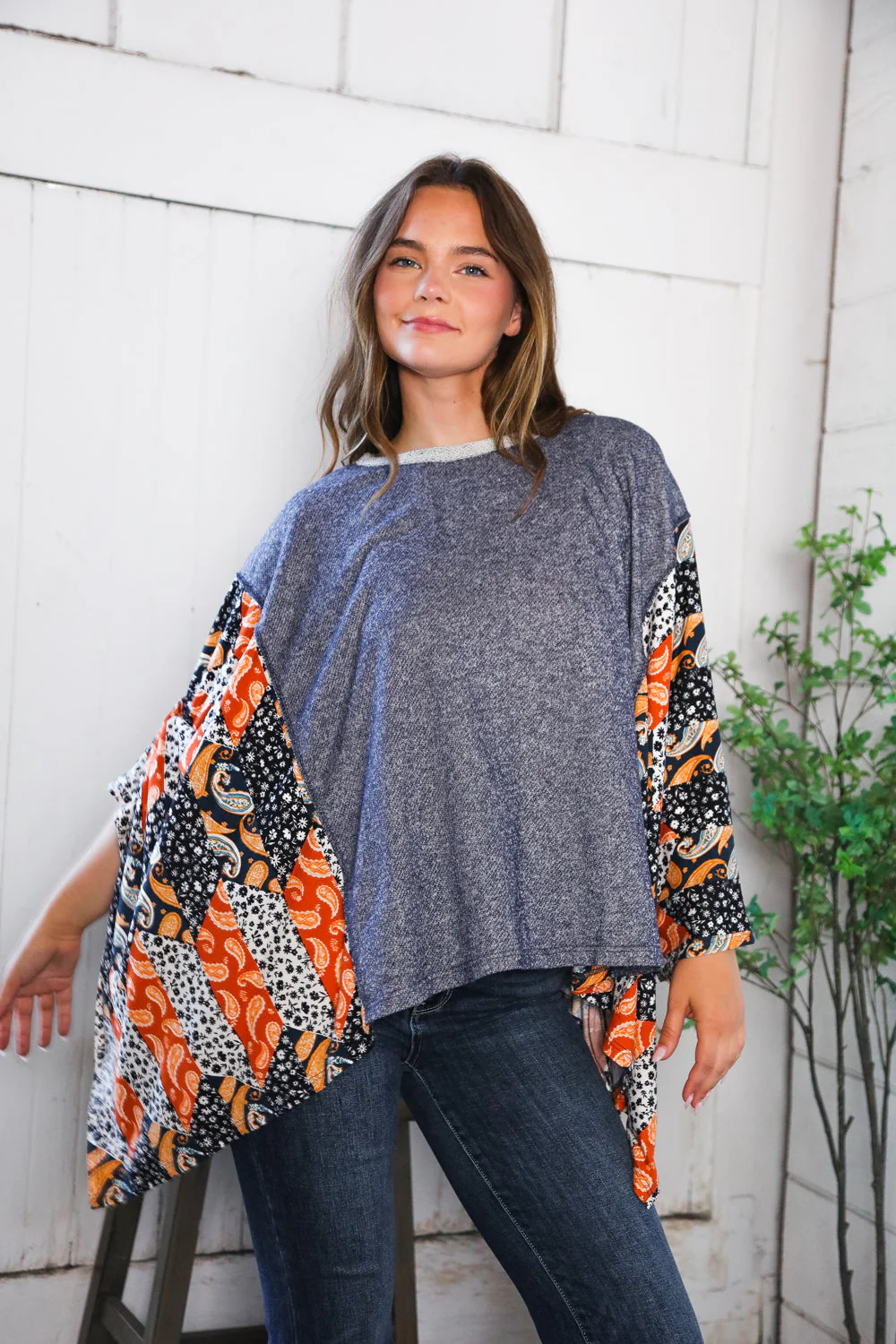 In A Paisley Daydream French Terry Poncho Top