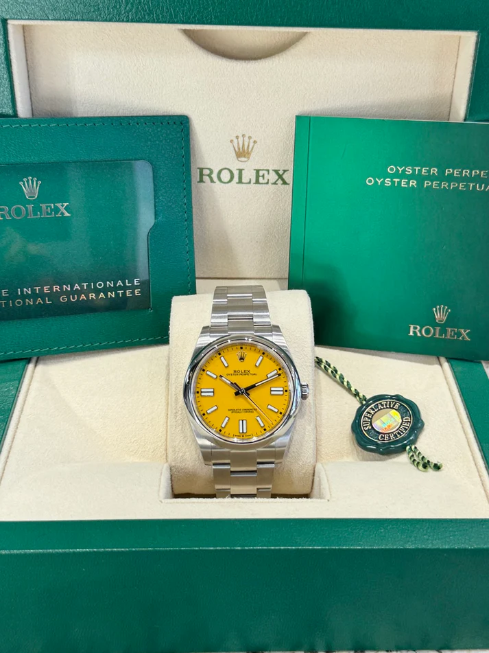 Rolex Oyster Perpetual 41mm 124300-0004 Yellow Dial