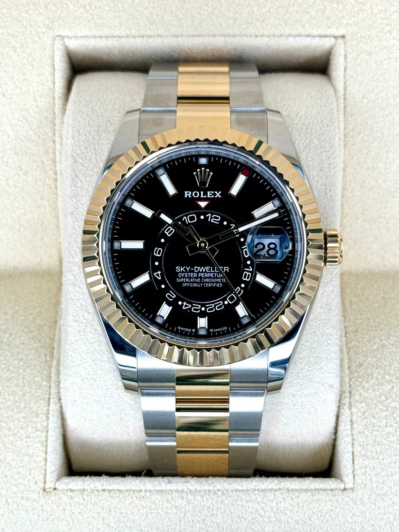 Rolex  Sky-Dweller 42mm 336933-0003 Two-Tone Yellow Gold Black Dial Jubilee