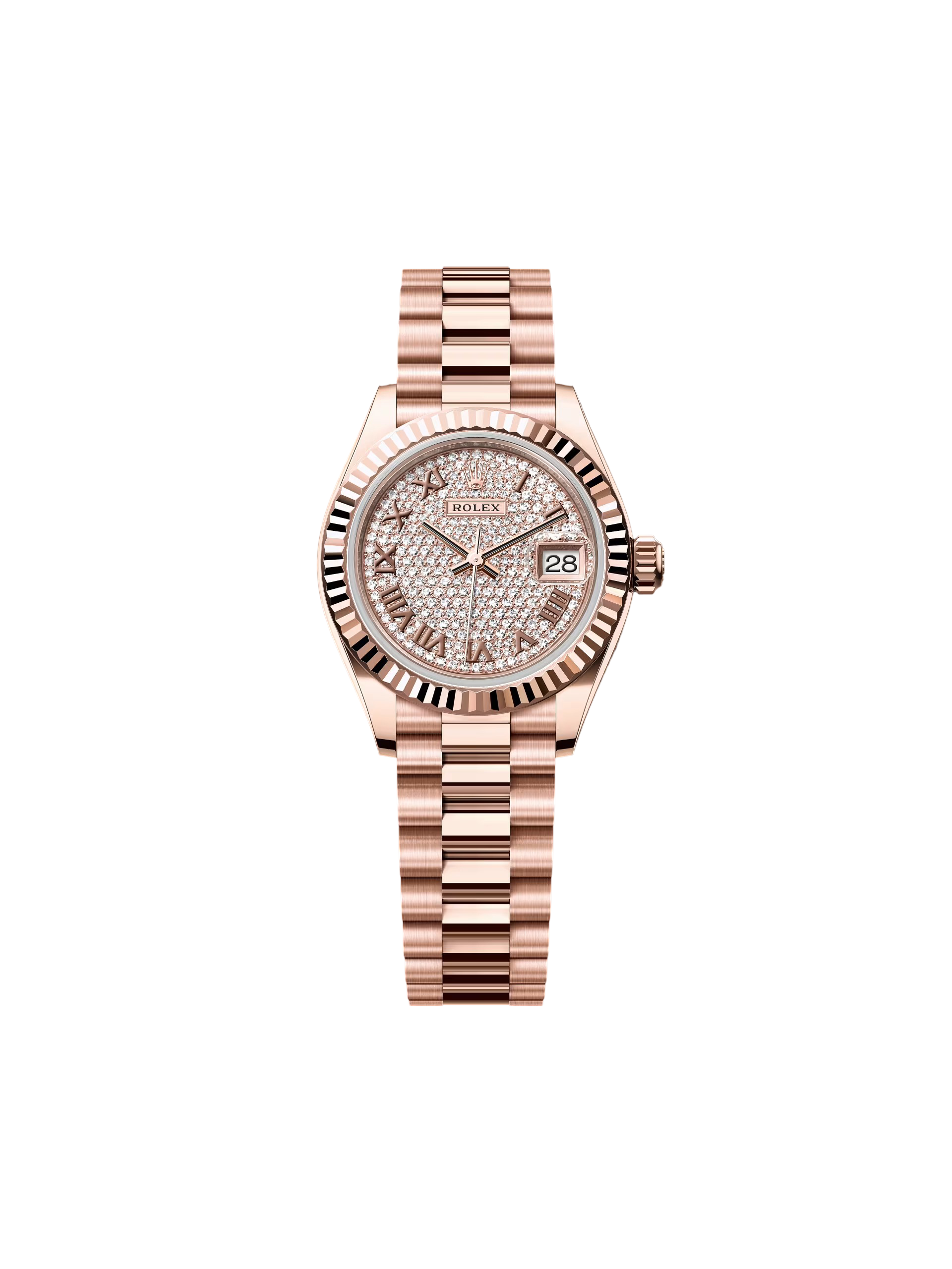 Rolex Lady-Datejust 28mm 279175 Diamond-Paved Dial Jubilee Everose Gold