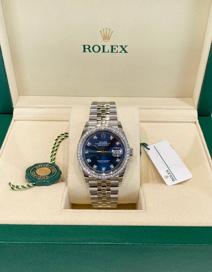 Rolex  Datejust 36mm 126284 Bright Blue Dial Jubilee Bracelet